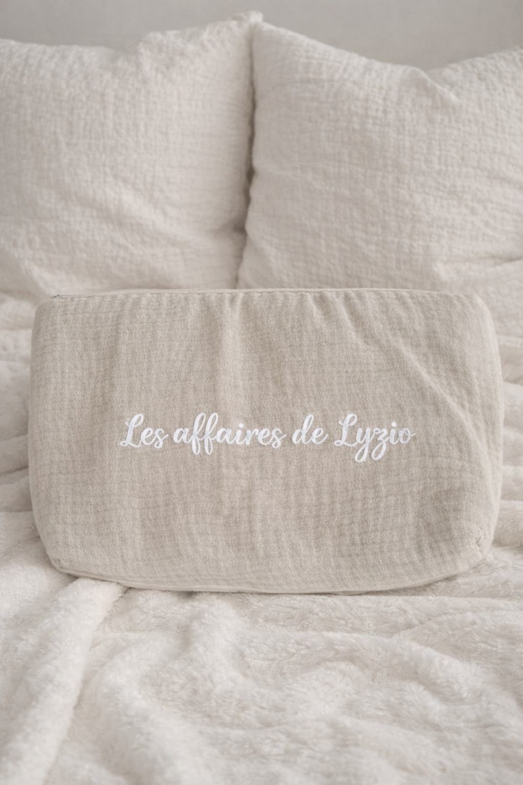 Trousse de toilette personnalisée en gaze de coton ✨