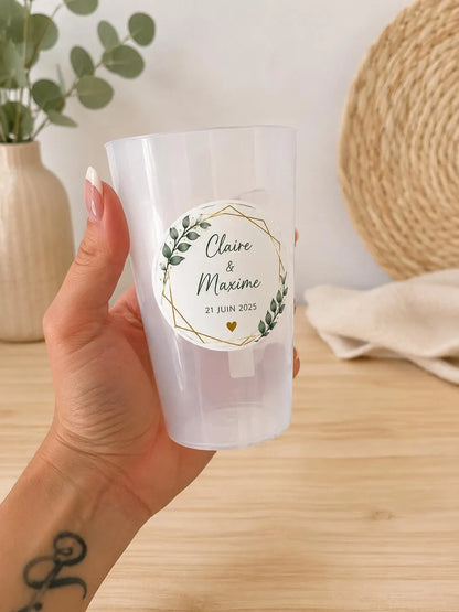 Étiquettes personnalisées pour gobelets | Mariage, Baptême, Anniversaire | Stickers ronds personnalisés | Prénom, date et thème au choix