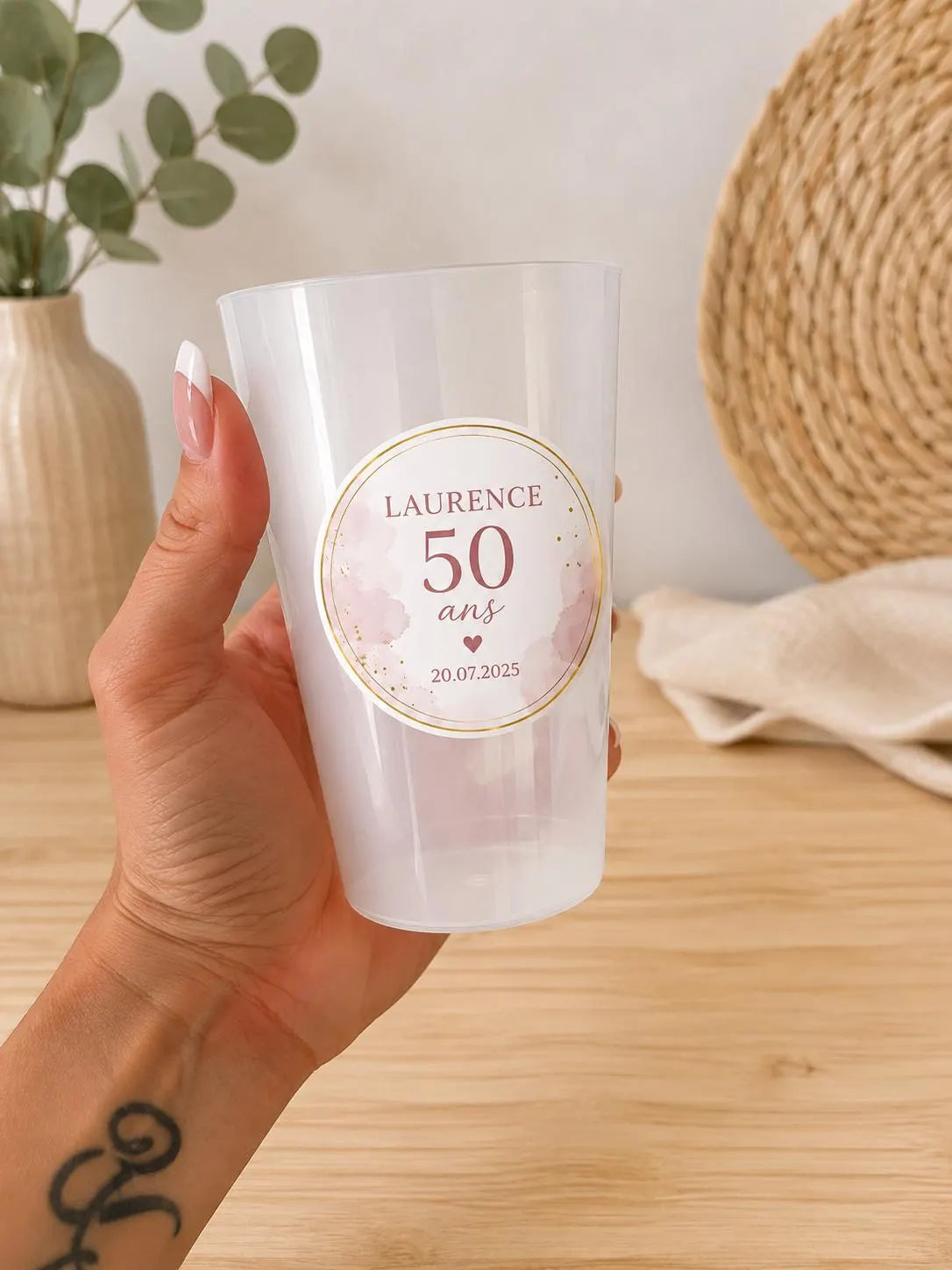Gobelets personnalisés – Mariage, Baptême, Anniversaire | Étiquette personnalisée incluse