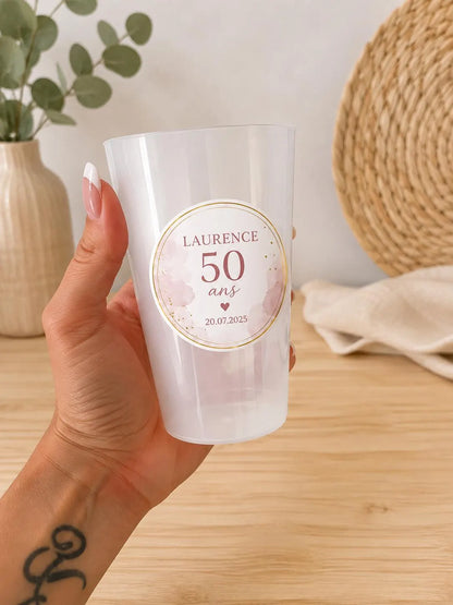 Gobelets personnalisés – Mariage, Baptême, Anniversaire | Étiquette personnalisée incluse