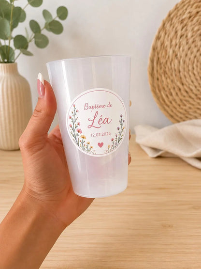 Étiquettes personnalisées pour gobelets | Mariage, Baptême, Anniversaire | Stickers ronds personnalisés | Prénom, date et thème au choix