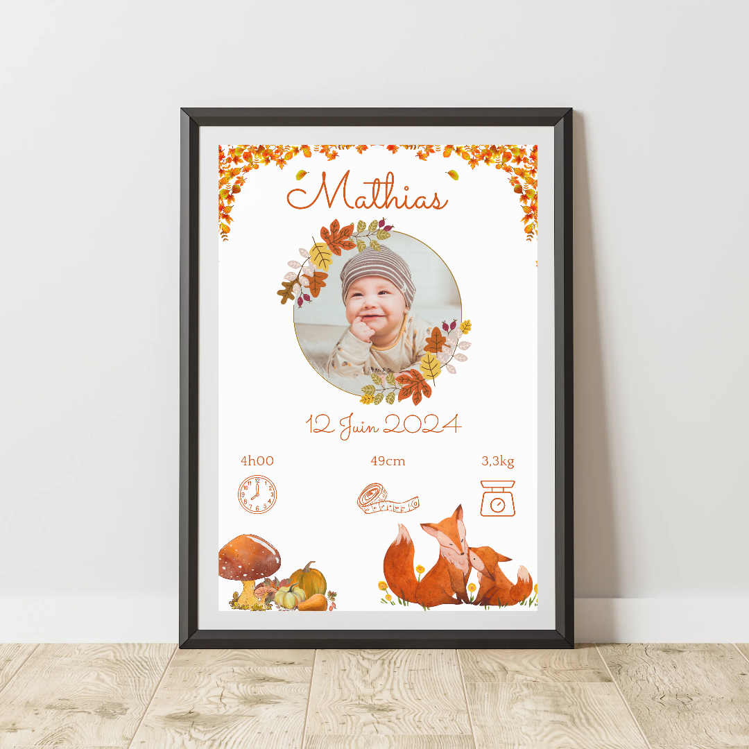 Affiche de naissance personnalisée - avec photo bébé