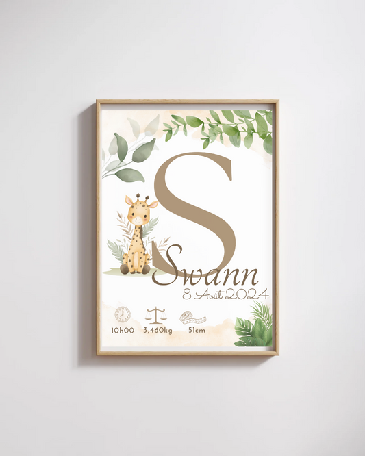Affiche de naissance prénom personnalisé - affiche bébé