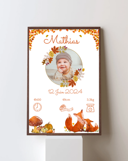 Affiche de naissance personnalisée - avec photo bébé
