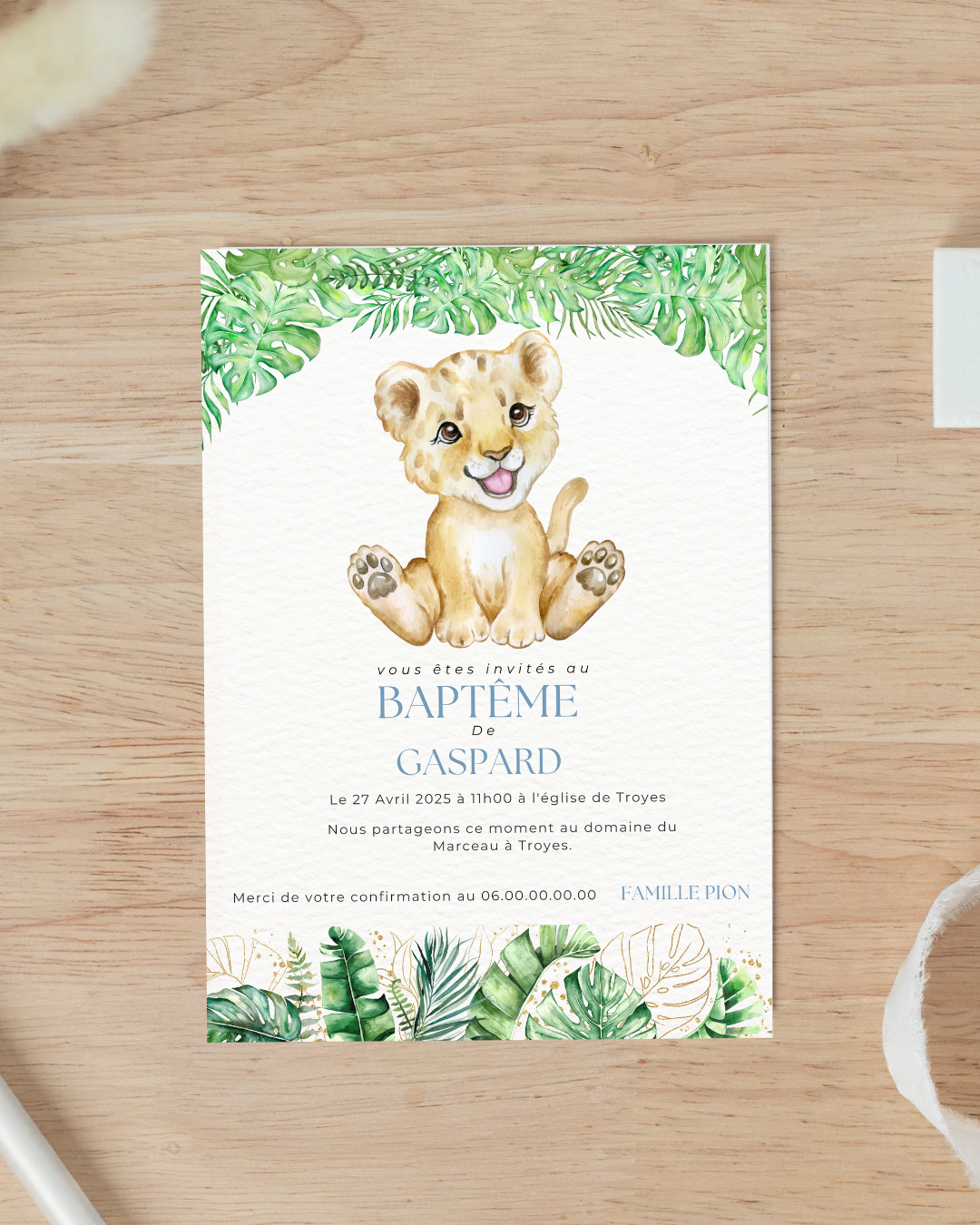 Faire-part de baptême personnalisée - Lot de 10