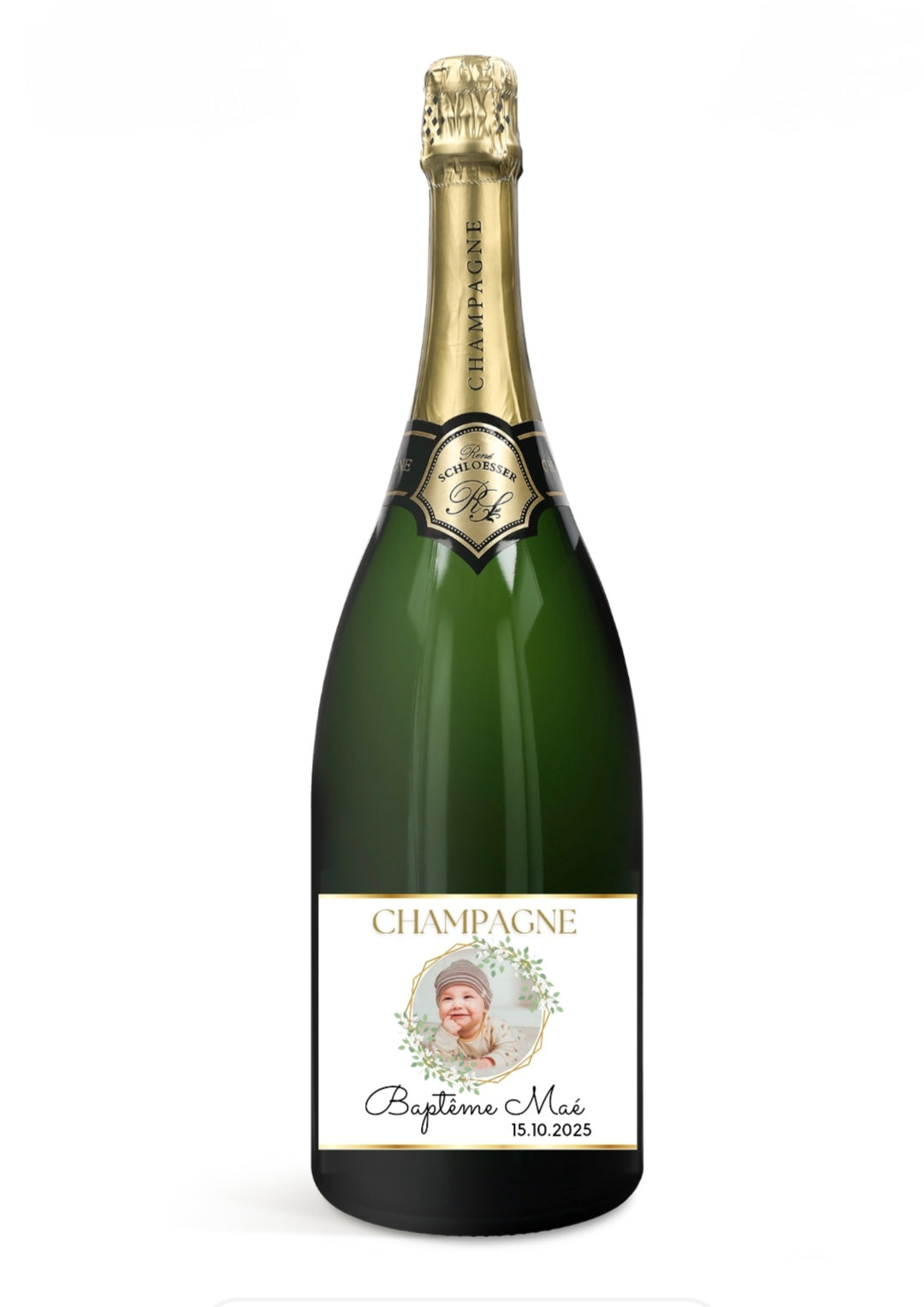 Lots d'étiquettes de champagne personnalisées - Décoration baptême
