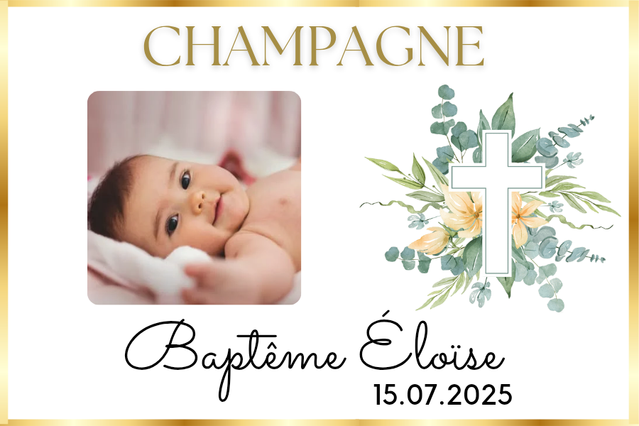 Lots d'étiquettes de champagne personnalisées - Décoration baptême